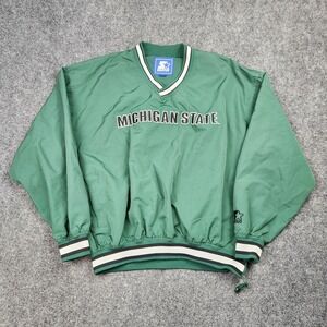 Vintage Starter Michigan State Spartans Jacket Pullover Mens Large Green 90s‎